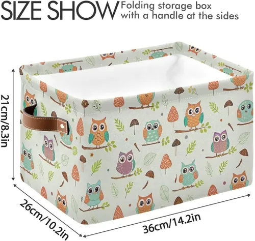 Miniatura 4 de Cesta de almacenamiento de búhos, cesta organizadora de almacenamiento, caja de almacenamiento rectangular plegable con asas para oficina en casa