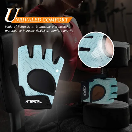 Miniatura 3 de ATERCEL Guantes de levantamiento de pesas, protección completa de la palma de la mano, guantes de entrenamiento para gimnasio, ciclismo, ejercicio