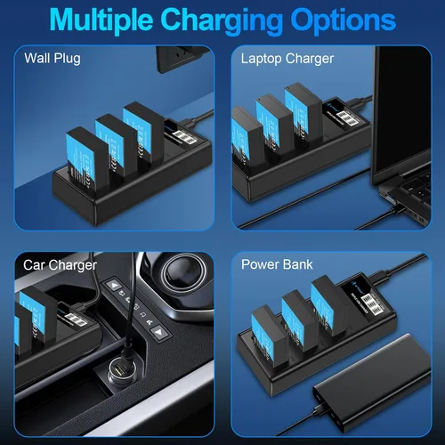 Miniatura 6 de Artman LP-E17 - Paquete de 3 baterías de 1300 mAh y cargador LCD de 3 ranuras para Canon EOS R50 R8 R10 RP R100, Rebel T8i T7i T6i T6s SL2 SL3, EOS