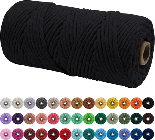 Miniatura 153 de JeogYong Cordón de macramé de un solo hilo 2mm x 164 yardas (492 pies) Cuerda de algodón suave, hilo de macramé 2 mm, suministros de macramé