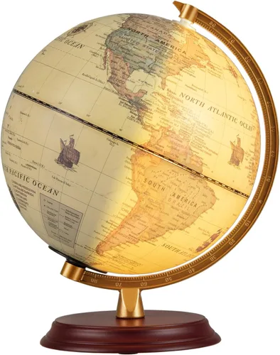 Miniatura 9 de Goplus Globo del mundo iluminado de 8 pulgadas, lámpara de globo iluminado de noche con soporte de madera y mapa HD para adultos, oficina en casa