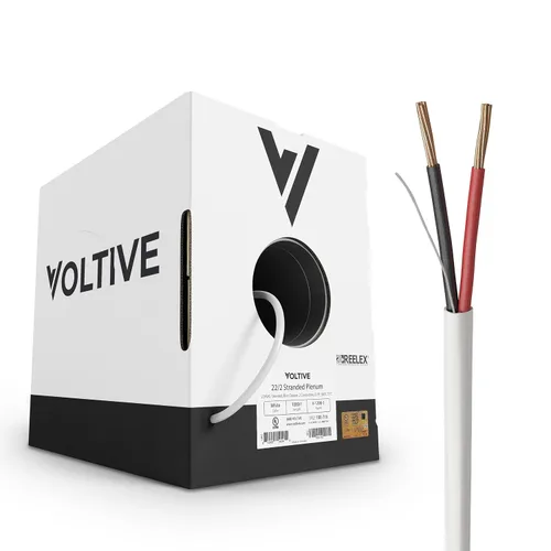 Miniatura 27 de Voltive Cable de altavoz 16/2, Plenum CL3P, negro, 100 pies - 16AWG, 2 conductores, cobre trenzado sin oxígeno, listado UL - V-1217-1