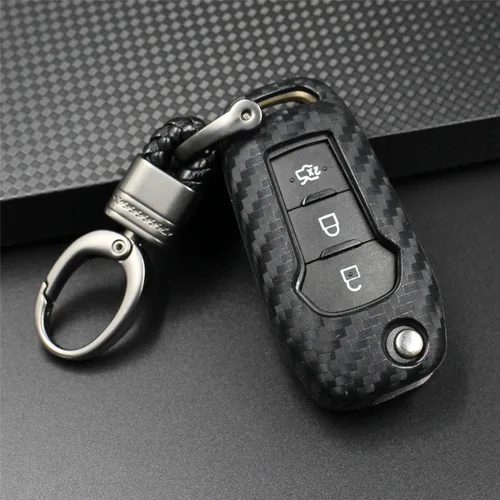 Miniatura 5 de Funda de llave de mando de coche de silicona suave con textura de fibra de carbono para Ford EcoSport Escort Explorer F-150 F-250 F-350 F-450 F-550