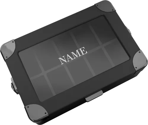 Miniatura 4 de CASE ELEGANCE Black Edition - Caja de reloj militar con 10 ranuras para hombres, parte superior de cristal real, bandeja modular de valet
