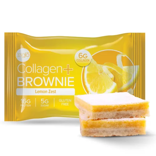 Miniatura 9 de 321glo Brownie de proteína de colágeno, sin gluten, bajo en azúcar, snack keto para mujeres, hombres y niños, 0.64 onzas de proteína, 0.26 onzas