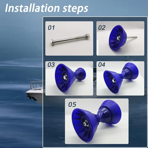 Miniatura 5 de Ensamblaje de rodillo de campana de arco de remolque de barco de 4 pulgadas con eje de 1/2 pulgada para soporte de 4 pulgadas, poliuretano Azul
