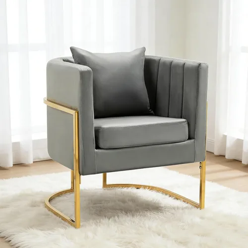 Miniatura 21 de Moderno sillón de terciopelo con almohada lumbar, silla tapizada de mediados de siglo para sala de estar, dormitorio, sofá individual, silla