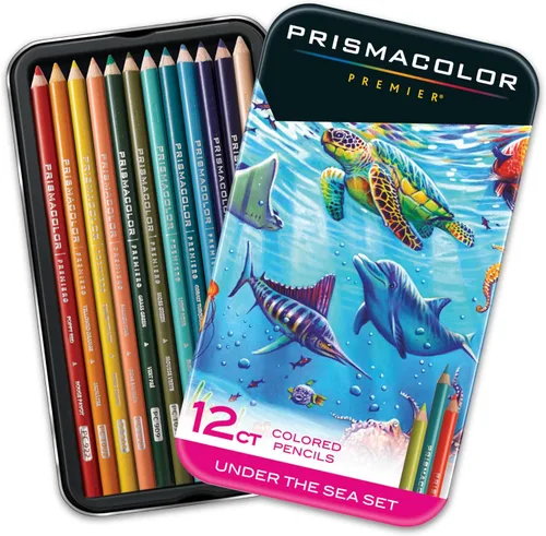 Prismacolor Lápices de colores Premier, núcleo suave, juego Under The Sea, 12 unidades, para colorear para adultos, artes y manualidades