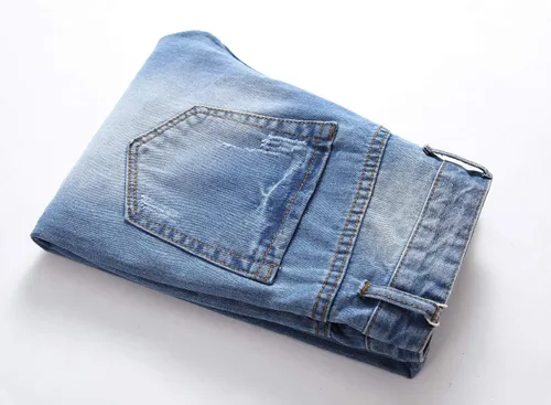 Miniatura 7 de Fredd Marshall - Pantalones de mezclilla ajustados para hombres, son elásticos y de diseño rasgado