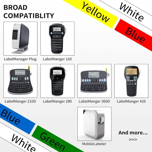 Miniatura 2 de Oozmas Repuesto para DYMO LabelManager 150 160 280 420P 360D, compatible con Dymo D1 Label Maker Tape 45013 S0720530, cinta de administrador