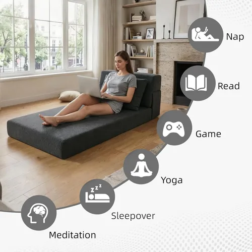 Miniatura 7 de Sofá Cama Plegable con Colchón, Sofá Cama Plegable con Funda para Silla de Cama con Almohada para Sala de Estar Oficina en Casa