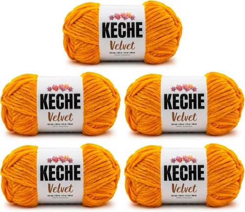 Miniatura 60 de Keche Hilo de terciopelo para ganchillo, manta de felpilla suave, voluminosa, hilo amigurumi, 3.53 oz (132 yardas), color azul bebé