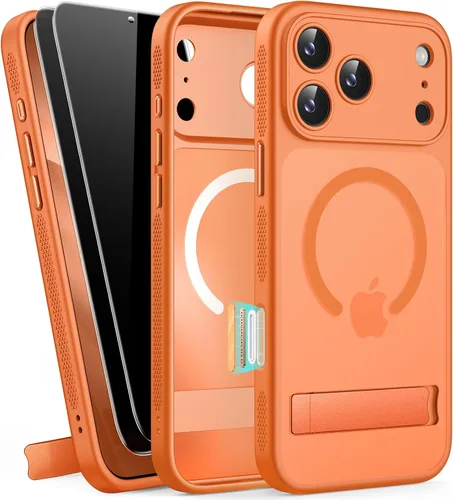 Miniatura 26 de BXYJY Funda magnética para iPhone Air con soporte, compatible con MagSafe, botón de control de cámara, protección completa de la lente, caída