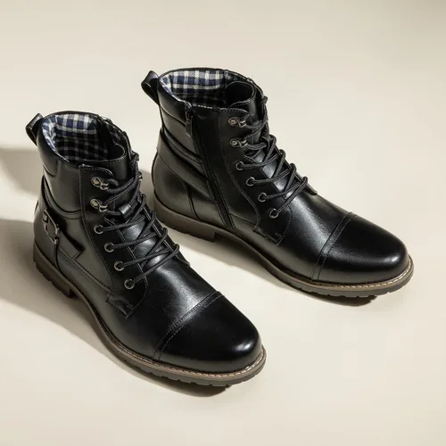 Miniatura 8 de Bruno Marc - Botas de combate para motocicleta con cremallera para hombre