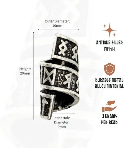 Miniatura 4 de Viking Beard Bead Coil Set (8-Pack) - Norse Rings for Hair, Dreads & Beards