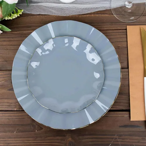 Miniatura 48 de Efavormart - Platos de cena de 11 pulgadas – Juego de 10 platos desechables redondos de plástico negro con borde dorado rizado – Vajilla elegante