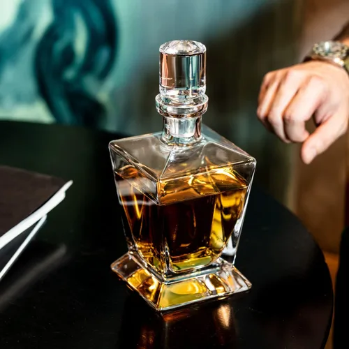 Miniatura 5 de Krosno - Decantador de whisky con tapón 25.4 oz Colección Caro Para uso en casa, restaurantes, fiestas Idea de regalo para bar mitzvah, boda