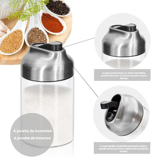 Miniatura 4 de Aelga Dispensador de azúcar de vidrio con boquilla de vertido, vertedor pesado, accesorios de barra de café para café, té y hornear