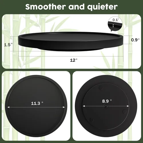 Miniatura 7 de Tocadiscos Lazy Susan para mesa, organizador giratorio antideslizante de 12 pulgadas de bambú para sal, pimienta, especias y aceite de oliva al lado