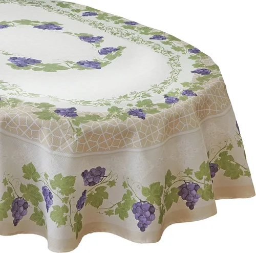 Miniatura 3 de Home Bargains Plus Mantel redondo de tela, 70 pulgadas, vino burdeos provenzal, para interiores y exteriores, resistente a las manchas y al agua