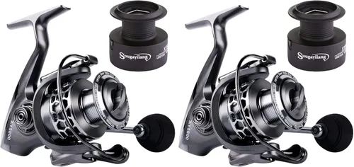 Miniatura 12 de Sougayilang Carrete de pesca 13+1BB peso ligero ultra suave aluminio Spinning carrete de pesca con carrete de grafito de repuesto gratis