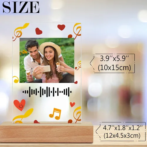 Miniatura 4 de Placa de arte musical personalizada con luz nocturna escaneable, cubierta de álbum de fotos, lámpara LED, regalo personalizado para el día
