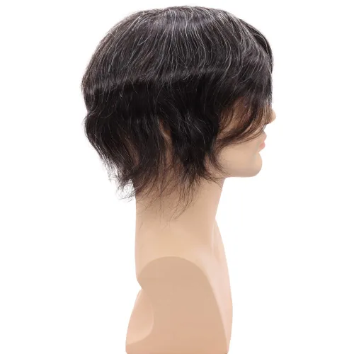 Miniatura 7 de Pelucas para hombre, tupé para hombre, unidad de tejido de cabello humano virgen europeo para hombre, tupé, mono encaje superior, piel sintética, 1B