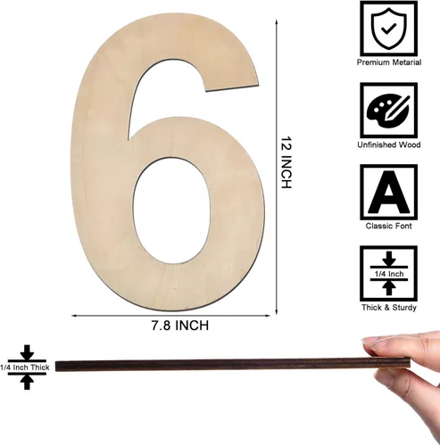 Miniatura 35 de Letra M de madera de 12 pulgadas de grosor, letra de madera grande sin terminar de 1/4 de pulgada de grosor para decoración de pared del hogar