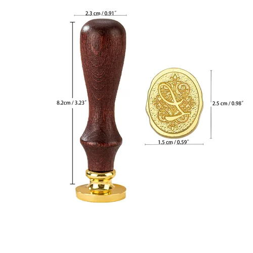 Miniatura 2 de Sello de cera con letra inicial del alfabeto L, sello de cera de sellado de letras vintage con cabeza de latón extraíble y mango de madera