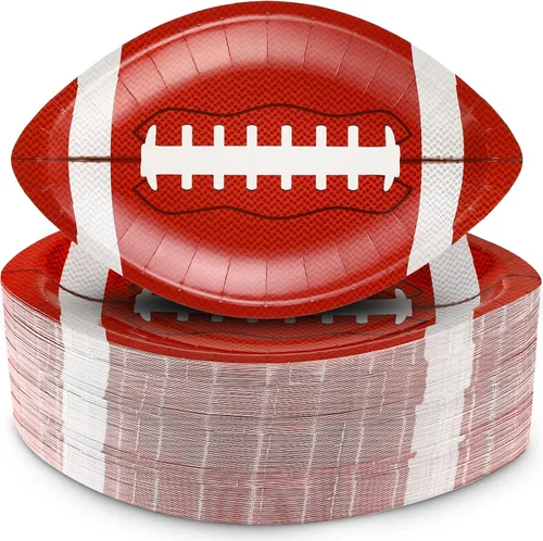 Zubebe 200 platos de fútbol para fiestas, platos de papel desechables en forma de fútbol, bandejas para servir vajilla, para eventos deportivos,
