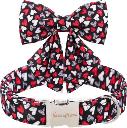 Miniatura 24 de Unique style paws Collar de perro con corbata, collar de perro a cuadros rosa y verde, el mejor regalo para perros pequeños, medianos y grandes, S