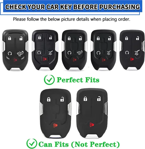 Miniatura 2 de TOMALL Paquete de 2 fundas para llavero GMC con llavero, funda de llave de goma de silicona de 5 botones compatible con GMC Acadia Sierra Terrain