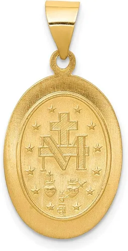 Miniatura 4 de Medalla milagrosa de María Madre de Dios con palabras colgante ovalado hueco en oro real de 14 quilates