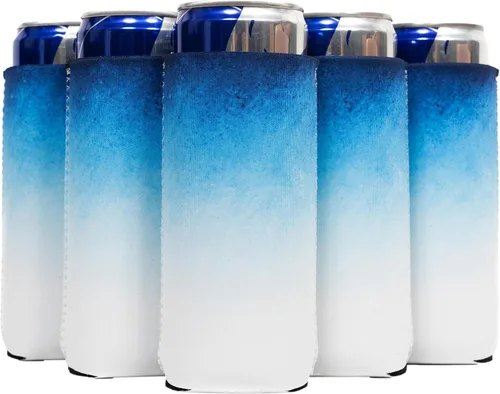 Miniatura 31 de QualityPerfection Fundas delgadas para enfriar latas, cerveza/energía (paquete de 6) para bebidas en blanco, 12 onzas, alta calidad, 0.157 in