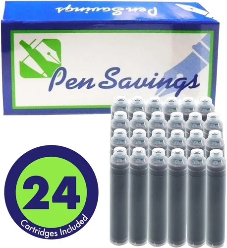 Miniatura 5 de Pen Savings Cartuchos de tinta para pluma estilográfica, paquete de 24, tamaño estándar internacional, longitud 1.5 pulgadas, diámetro de 0.102 in