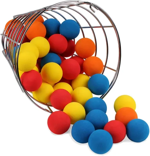 Miniatura 3 de Intech 48 pelotas de golf de espuma multicolor con cesta de metal; pelotas de golf suaves y limitadas para práctica de vuelo para patio trasero