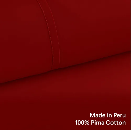 Miniatura 3 de Peru Pima 285 hilos Percal Juego de sábanas tamaño California King - 100% algodón peruano Pima, 4 piezas