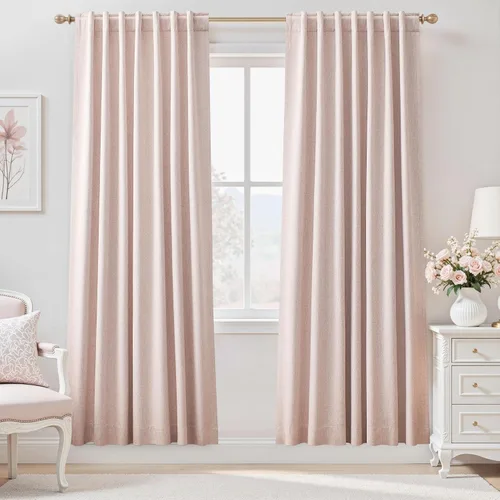 Miniatura 52 de UHITECH Cortinas cortas de lino de 24 pulgadas de largo para ventanas pequeñas de granja, cortinas opacas modernas para sala de estar, pestañas