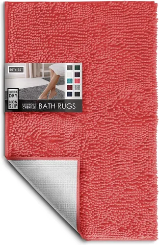 Miniatura 129 de Hearth & Harbor Alfombras de baño, tapete de baño de chenilla - Alfombras de baño lavables a máquina para baño con respaldo antideslizante de goma