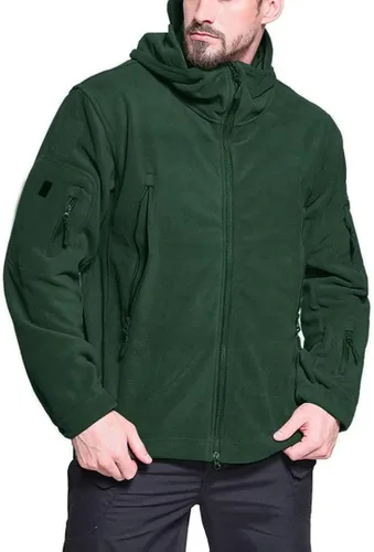 Miniatura 2 de BIYLACLESEN Chaquetas tácticas de forro polar Softshell para hombre con cremallera completa