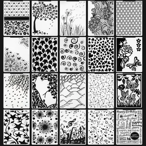 Mumufy 20 Carpetas de Repujado para Hacer Tarjetas Plantilla de Estencil de Repujado DIY Molde Decorativo de Tarjeta de Papel de Plástico para Álbum