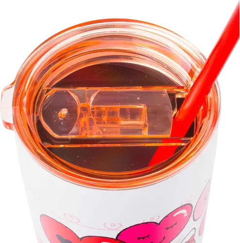 Miniatura 5 de Silver Buffalo Hello Kitty Globos de Corazón Vaso Térmico de Acero Inoxidable de Doble Pared con Pajilla, 22 Onzas Globos de corazón de Hello Kitty