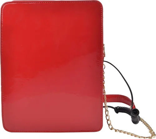 Miniatura 3 de QZUnique Bolsa de hombro con forma de cinta grabadora de radio bolsa cruzada de poliuretano para mujer bolsa de noche retro bolso de mano