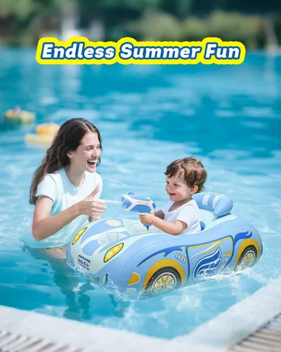Miniatura 4 de Pistola de agua automática con flotador de piscina para niños pequeños, flotador inflable para piscina de bebé, juguetes de piscina para niñas de 3
