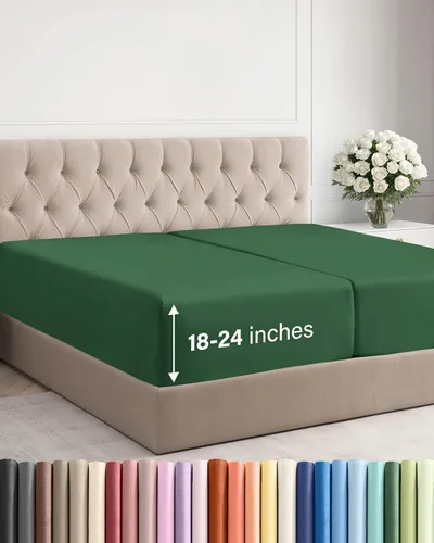 Miniatura 90 de Sábana bajera ajustable extra profunda tamaño completo – Sábana bajera individual de lujo para hotel únicamente – Se adapta fácilmente a colchones