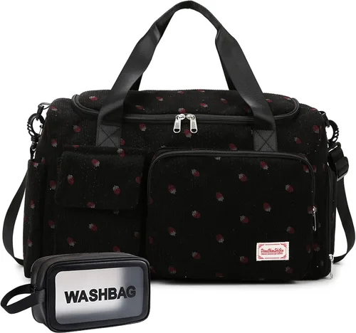 Miniatura 7 de Bolsa de Gimnasio Pequeña para Mujer, Bolsa de Lona de Viaje, Bolsa de Fin de Semana con Compartimento para Zapatos