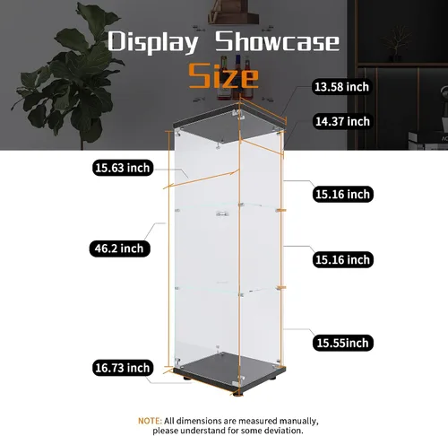 Miniatura 2 de Beauty4U - Vitrina de exhibición de una puerta con vidrio, gabinetes curio negros para sala de estar, dormitorio, oficina, exhibición de colección