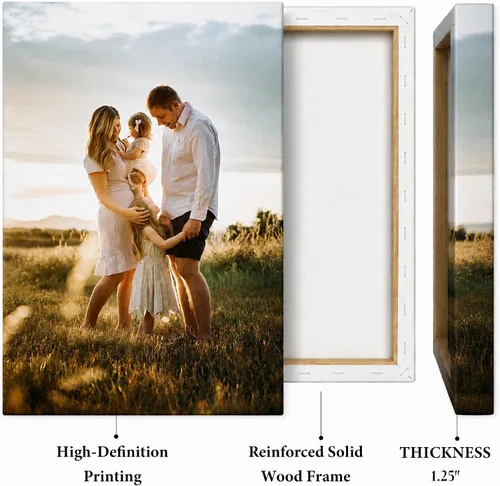 Miniatura 4 de Impresión de lienzo de foto personalizada, cuadro personalizado en lienzo para arte de pared, impresión de retrato de familia, boda y mascotas, obra