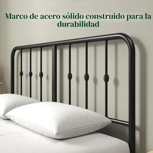 Miniatura 5 de Zinus Leonardo - Marco de cama de plataforma de metal, cabecero y estribo estilo victoriano, base de cama resistente, amplio espacio debajo