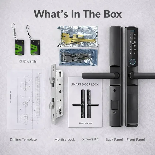 Miniatura 6 de Zonixtec - Cerradura inteligente para puerta corrediza, huella dactilar y teclado digital, entrada sin llave, aplicación Tuya, tarjeta IC y llaves
